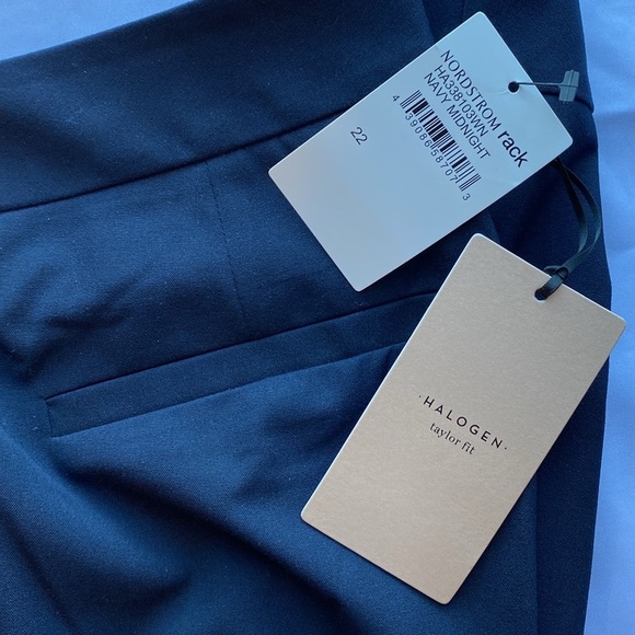 NWT 💙 Halogen Nordstrom “Taylor Fit” Wide-Leg, Stretch, Navy Blue Trouser, 22 - Picture 4 of 16
